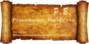 Pissenberger Boglárka névjegykártya